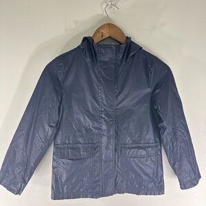 GAP Kids Waterproof Rain Coat Full Zipper Velcro Closure Navy Medium Regular